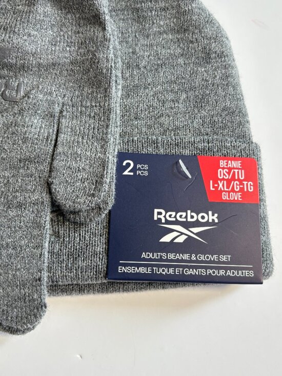 Reebok Dark Grey Knit Toque Hat and Glove Bundle New With Tags - Picture 6 of 6